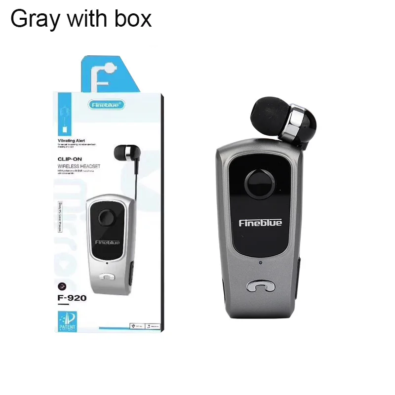 Gray with box FineBlue F920 выдвижные мини беспроводные Bluetooth наушники звонки напоминают вибрацию износа клип спортивные наушники для бега - Цвет: Gray with box