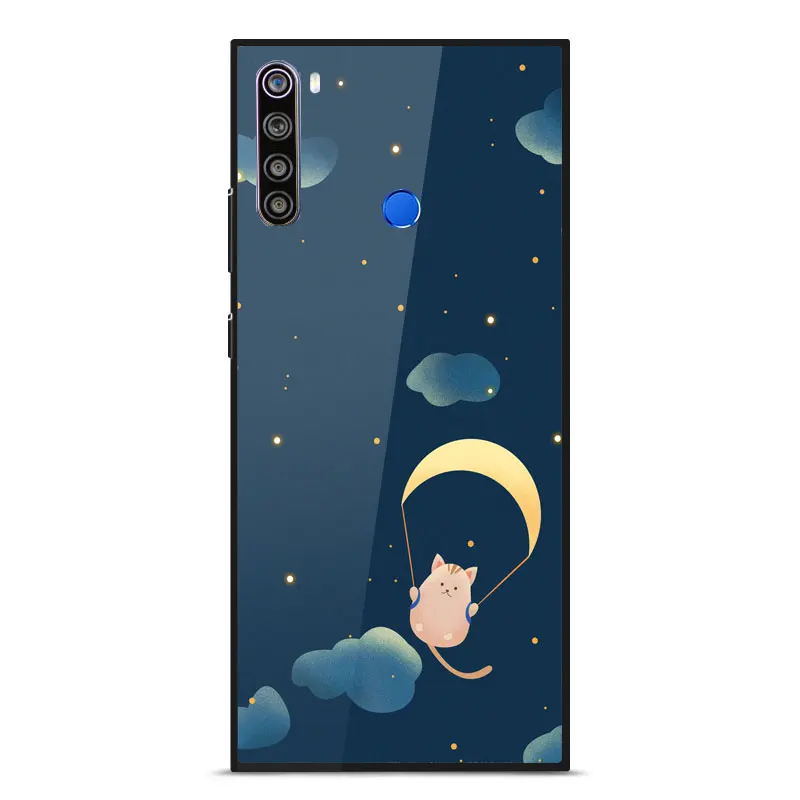 

Redmi Note 8T Case Fashion Painted Mirror Scratch Proof Tempered glass shockproof Back Cover For Redmi Note 8T Phone Cover 6.3