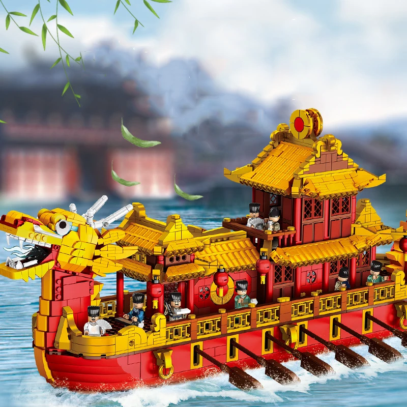 XingBao создатель город Вид из окна китайские Роял Драгон лодочные Кирпичи DIY