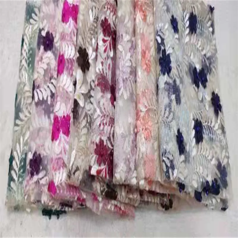 2019 Высокое качество африканская кружевная ткань бусины Розовая/Белая