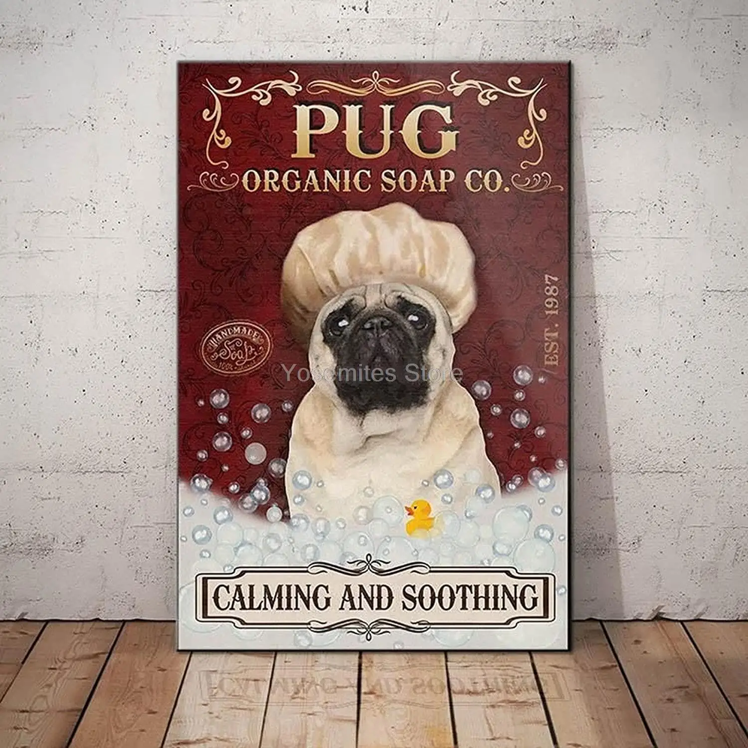 

Mops Hund Organische Seife Unternehmen Badezimmer Wohnzimmer Hund Liebhaber Dekoration Vintage Poster Tin Zeichen 8x12 zoll Spaß