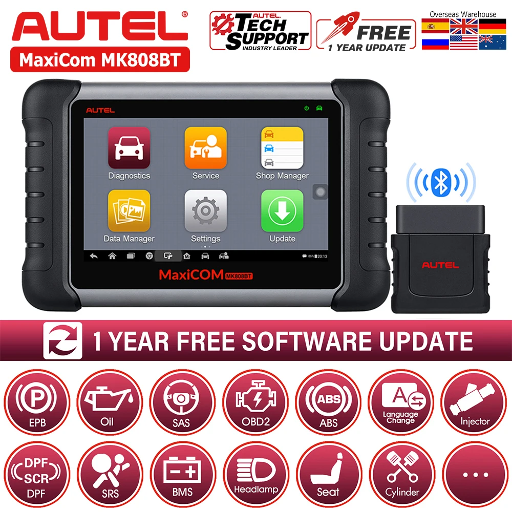 Autel MaxiCom MK808BT автомобильный диагностический инструмент OBD2 беспроводной