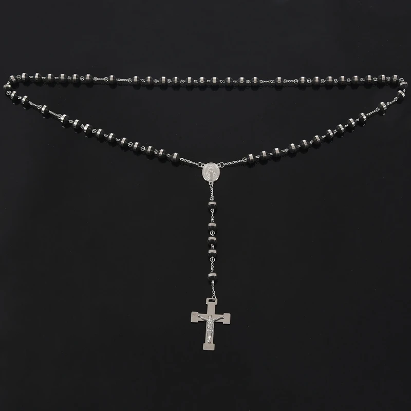 2 шт ожерелье из нержавеющей стали черный Девы Марии крест с Иисусом Христом