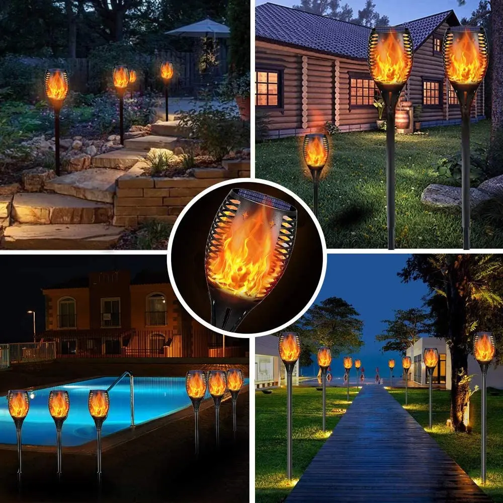 Solar Light Control Flame Dance Outdoor Waterproof 33 LED Garden Torch Lamp for Courtyard Balcony | Лампы и освещение