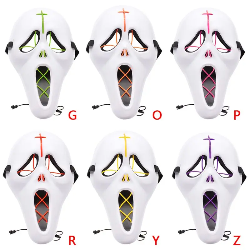 1 шт. Хэллоуин Светодиодный светильник маска Светлячок Кричащие страшные полное