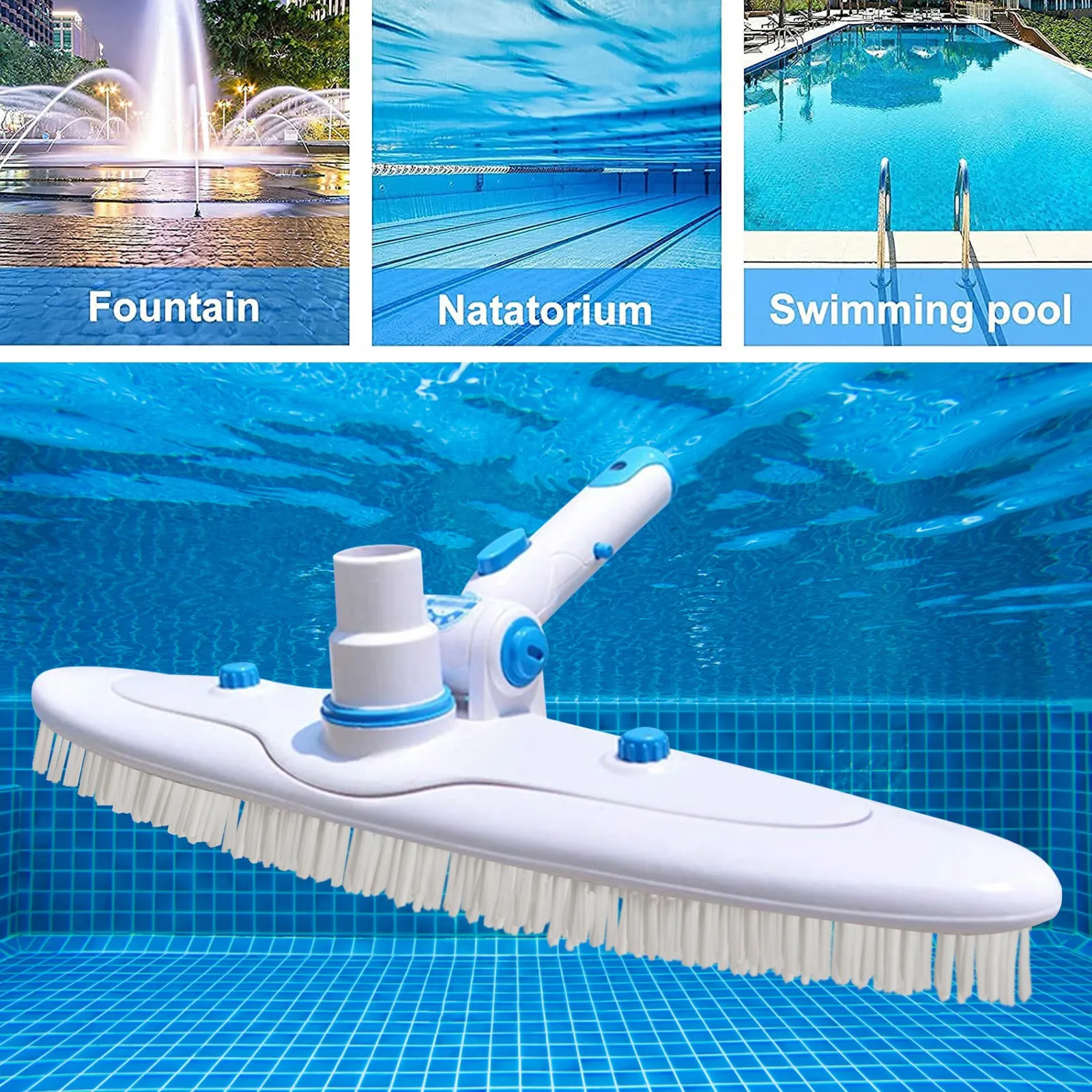 

Swimming Pool Vacuum Head with Side Brushes Swimming Pool Curved Suction Head Pool Tub Cleaning Tools Cleaner Accessories
