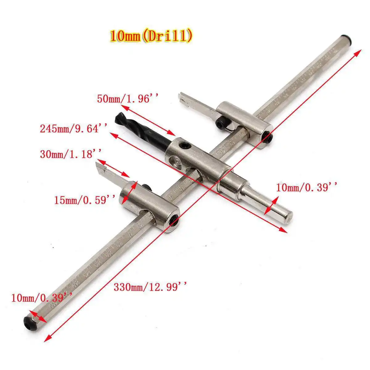 

Woodworking Reamer 30-300mm Adjustable Metal Wood Circle Hole Saw Drill Bit Cutter Kit DIY Tool