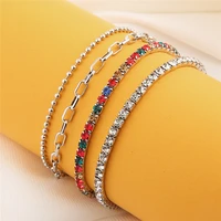 women new 4 piece set inlaid exquisite diamond and crystal bracelet
