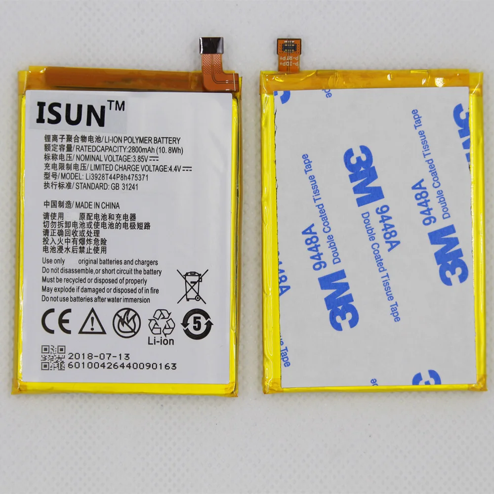 Аккумулятор ISUNOO Li3928T44P8h475371 для ZTE Blade A1 AXON Mini B2015 C880 C880A C880S Xiaoxian 3 2800 мА · ч | Мобильные