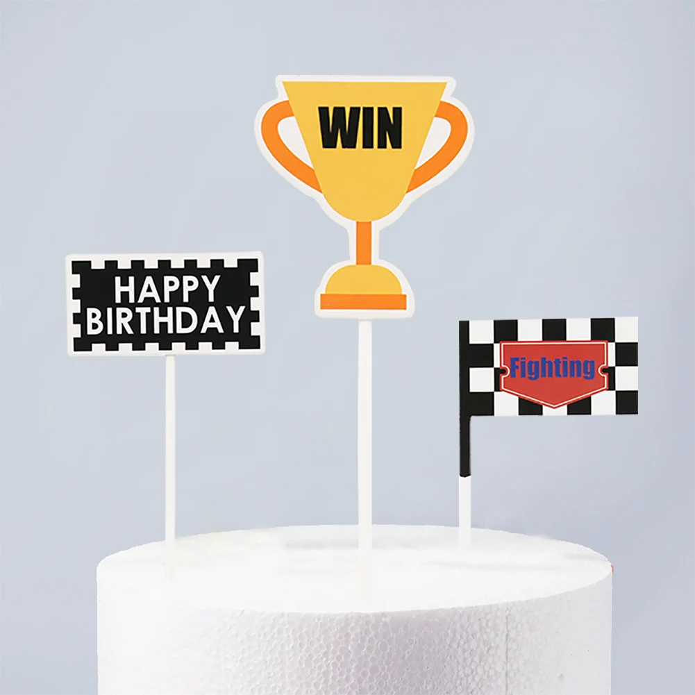 6 шт./компл. гоночный автомобиль темативечерние торт Topper Win № 1 трофей С Днем