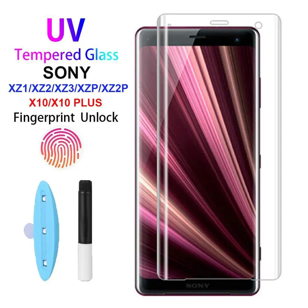 3D закаленное стекло с изогнутыми краями для SONY Xperia 10 PLUS XZ XZ2 Premium UV стеклянный клей