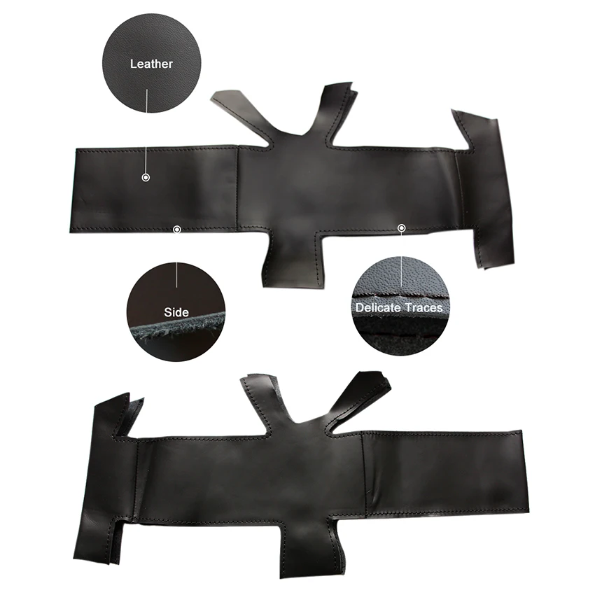 Сшитый вручную черный Противоскользящий чехол рулевого колеса автомобиля из