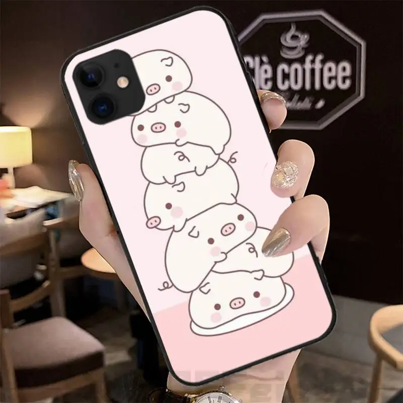 

Pink Kawaii pig Fundas Coque Case for IPhone 12 11 Pro Max XR X XS XR 7 8 6s Plus SE 2020 Cover Accessories