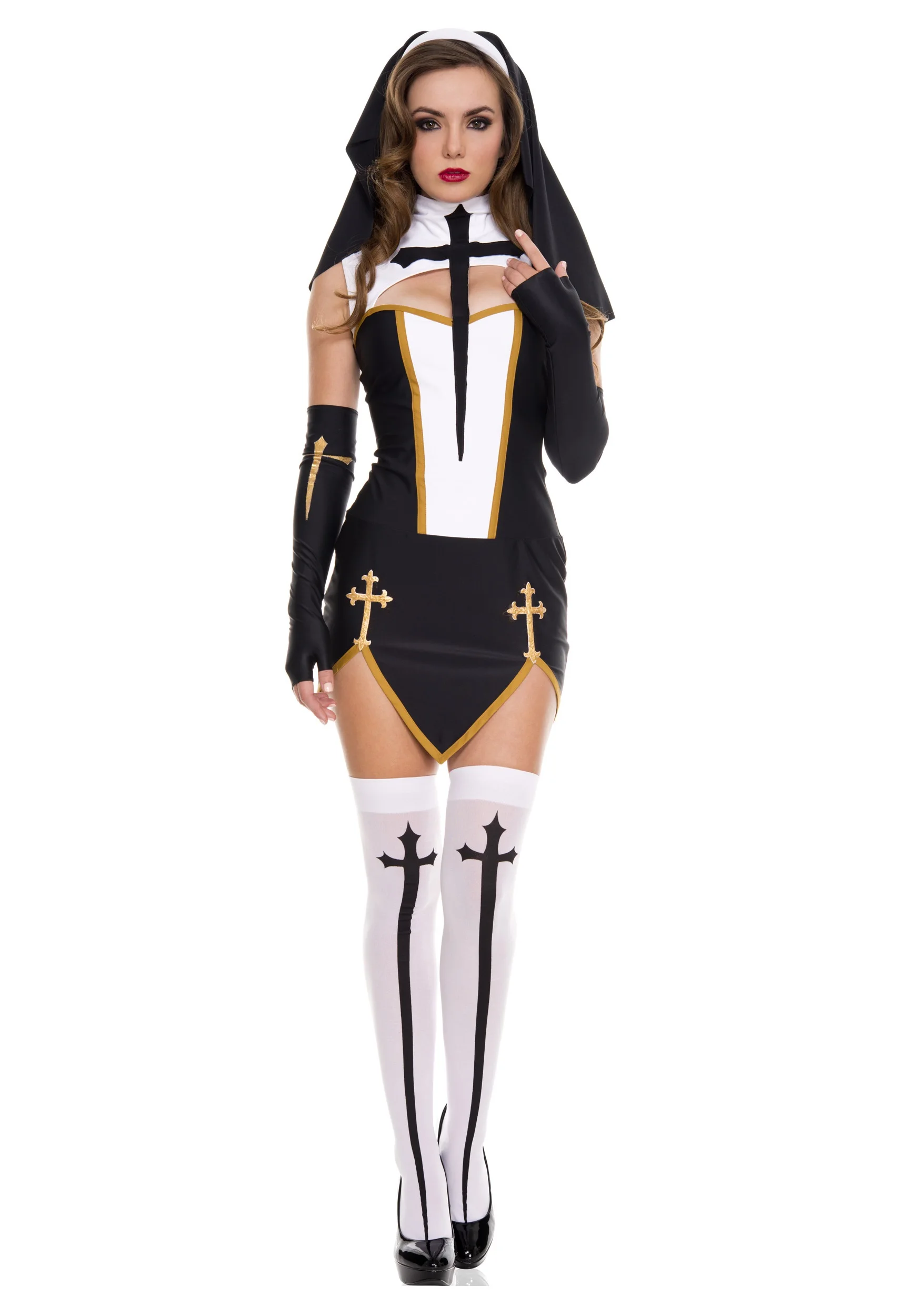 Sexy Bad Habit Nun Costume Religious Sister Fancy Dress Naughty Ladies Vica...