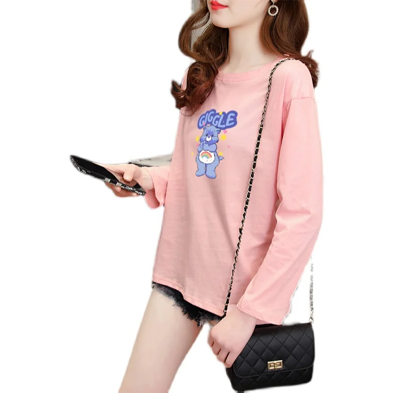 

New Women's T-shirt Korean Casual Comfortable Fashion Long Sleeve Round Neck Top Cotton