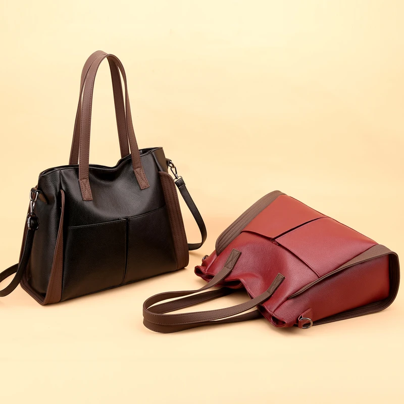 

Популярные женские сумки на плечо из мягкой искусственной кожи, дамские сумочки через плечо с ручками сверху, Женский тоут