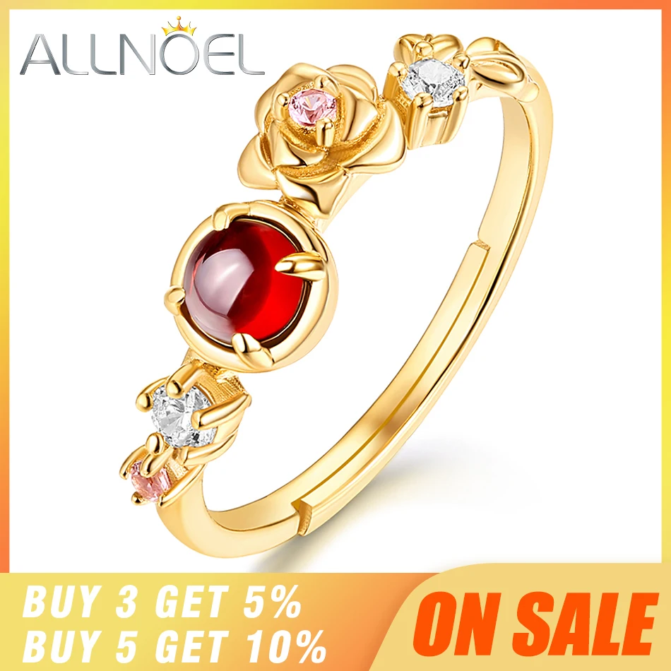 ALLNOEL 925 пробы Серебряное кольцо с муассанитом 100% натуральный гранат розовый кварц