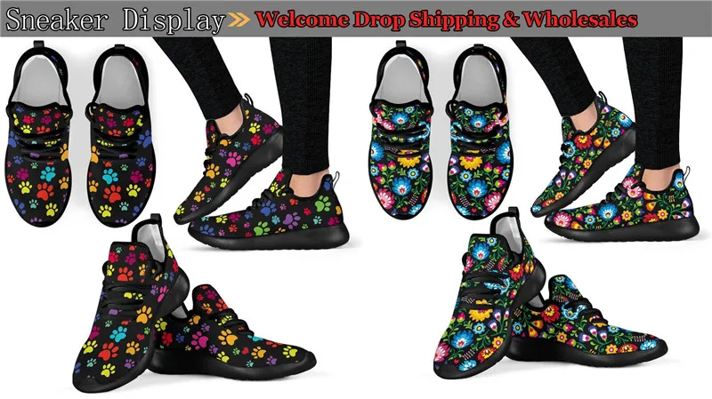 FORUDESIGNS Flat Knitting Shoes Woman Dentist Sketch Print Female Lace Up Sneaker Sketchers for Women Ladies Mesh Light Loafers