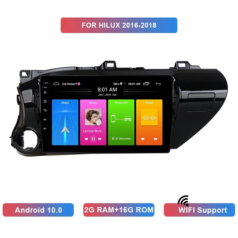 

Автомобильный MP5-плеер 10 дюймов, 2 Din, Android 10,0, стерео радио 2 + 16 ГБ, Wi-Fi, Bluetooth, GPS-навигация для Toyota Hulix 2016-2018