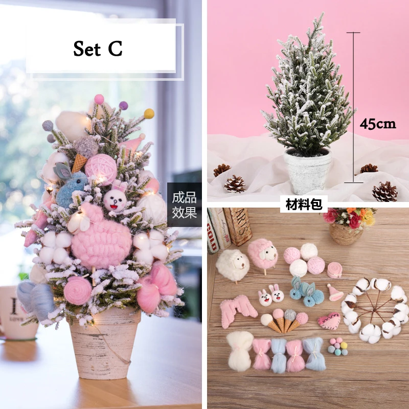 Set C 45 см/50 см/60 см мини-искусственная столешница для украшения снежной елки светодиодный Декор для дома рождественские украшения DIY подарок на год - Цвет: Set C