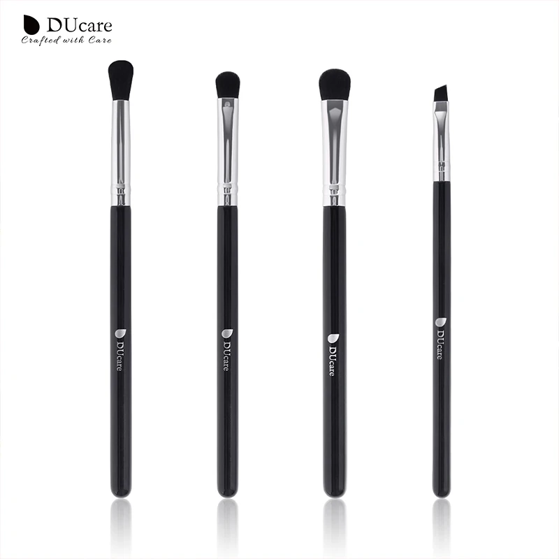 4PCS DUcare 6 шт. тени для век макияж кисти набор Pro черные тени для век Смешивание кисти для макияжа бровей мягкая синтетическая кисть для волос - Handle Color: 4PCS
