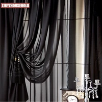 the new blackout curtains for living dining room bedroom bedroom lace gauze one solid color black window linen gauze curtains
