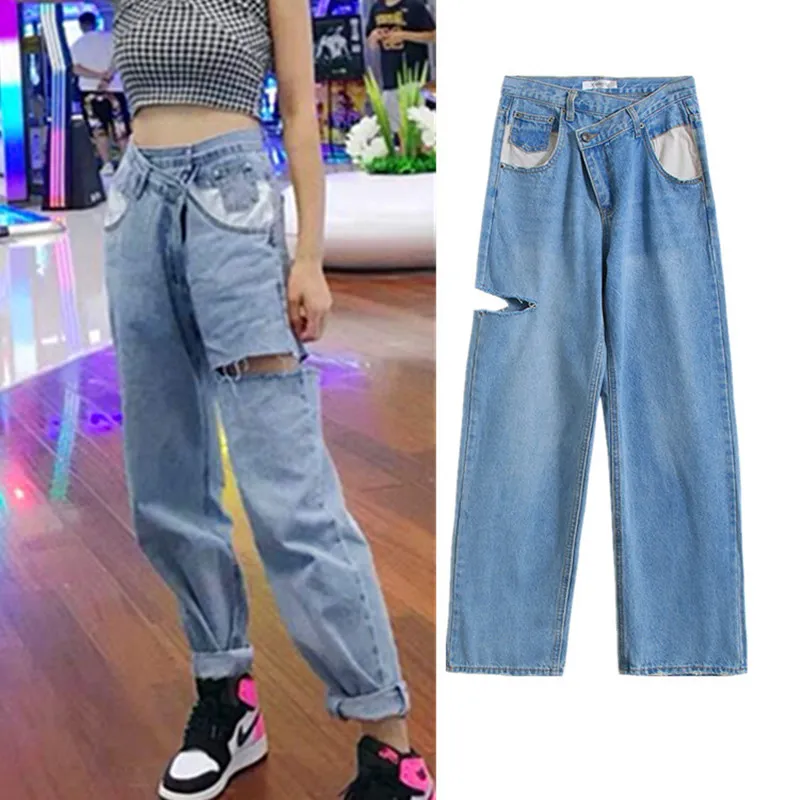 Джинсы для женщин бойфренд с завышенной талией 2021 джинсовые Свободные