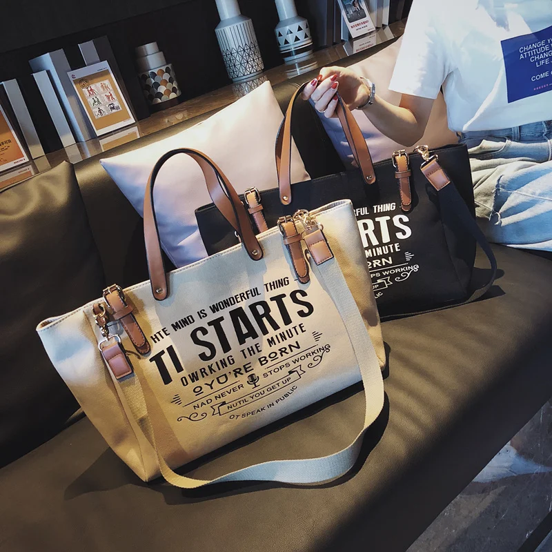 Новинка 2021 женская сумка тоут модная большая Холщовая Сумка с надписью