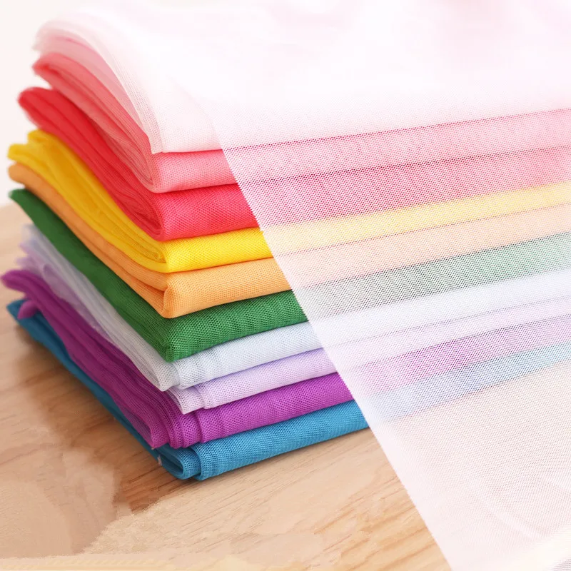 

10m X 1.5m Tulle Mesh Fabric Wedding Veil Ball Gown Decoration Cloth Mosquito Net Solid Color Soft Pettiskirt Sewing Fabric