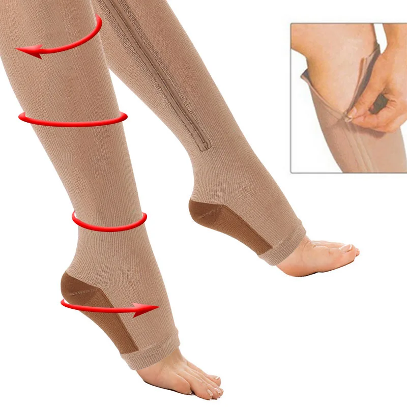 Women Burn Fat Zipper Socks Functional Compression Slim Sleeping Beauty Leg Shapper Prevent Varicose Veins | Женская одежда