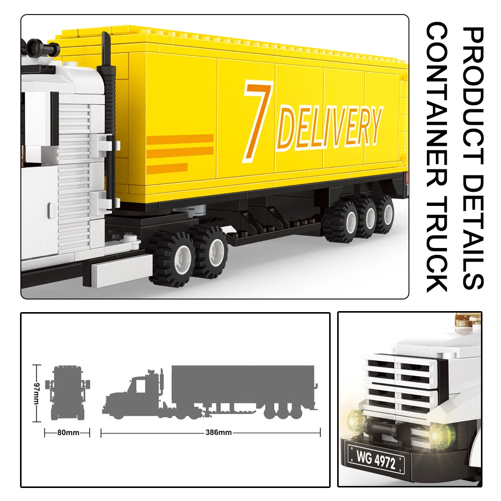

City Engineering Series Container Truck Building Blocks Transportation Vehicle Construction Car Toys Gifts For Children Kids