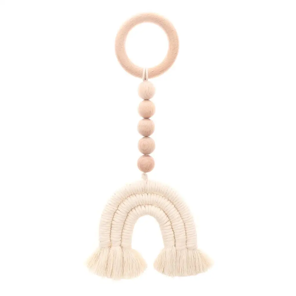 

Baby Wooden Teether Natural Wood Rattle Chewable Play Gym Stroller Toy Nursing Pendant Charms Teething Toys
