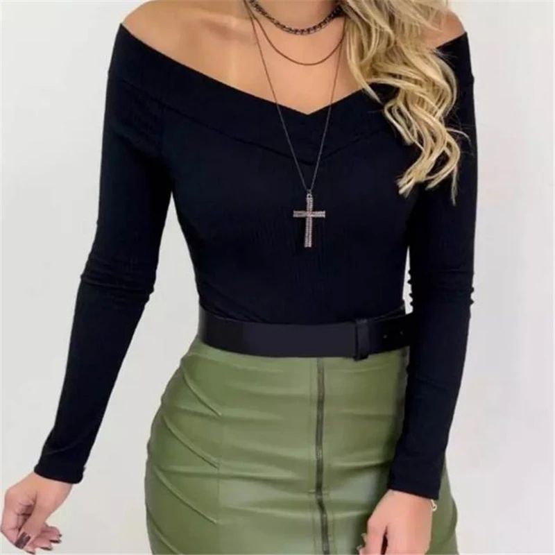 Сексуальное Женское боди с длинными рукавами повседневные облегающие