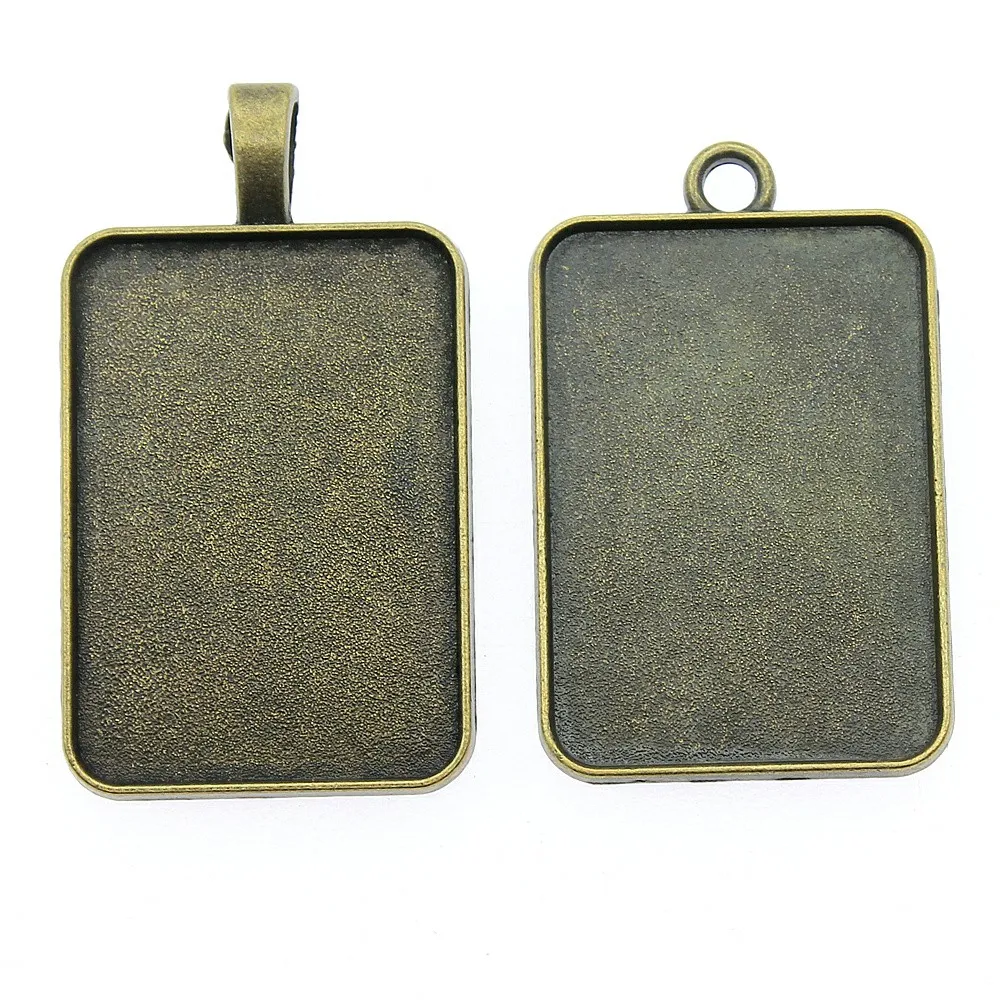 

4pcs Fit 23x33mm Rectangle Glass Cabochon Base Setting Pendant Tray For Jewelry DIY Making Antique Bronze Color FM1004