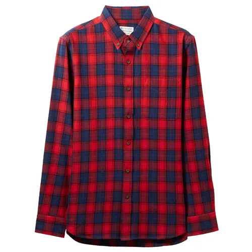 05Red Giordano мужская рубашка в клетку из натурального хлопка с длинными рукавами, данная модель имеет несколько цветовых решений - Цвет: 05Red