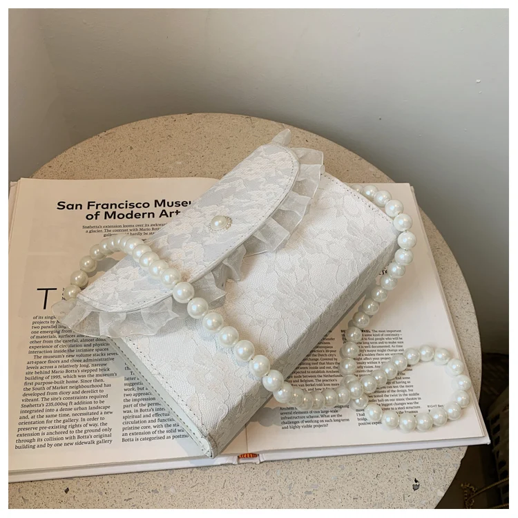 

Female Handbag Pearl Chain Lace Gentle Small Square Bag Elegant Crossbody Shoulder Bag Wholesale 2021 New Trendy Women Bags