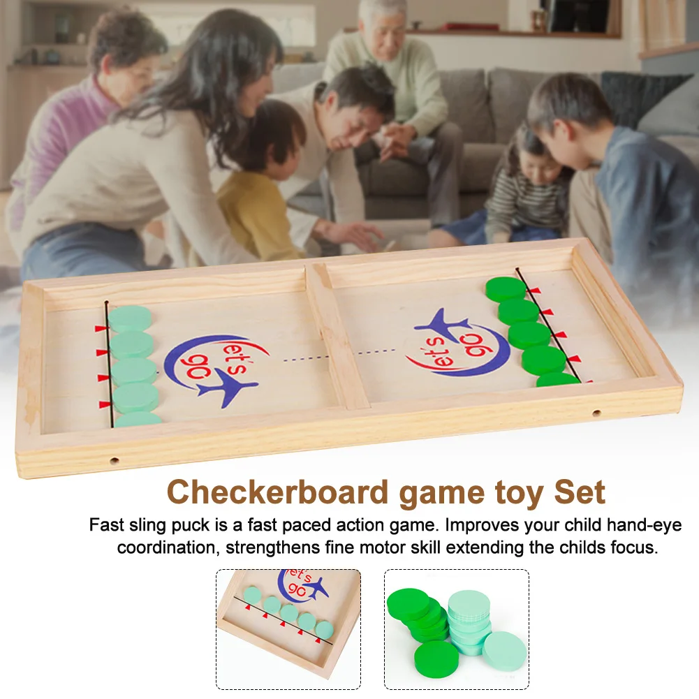 

Desktop Battle Fast Sling Checkerboard Pine Puck Toy Set Ice Hockey Board Game Parent Child Interactive Table Catapult Chess