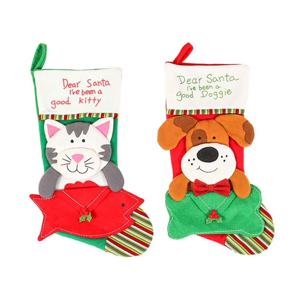 Мультяшный Рождественский чулок Новогодний подарочный пакет для питомца собаки