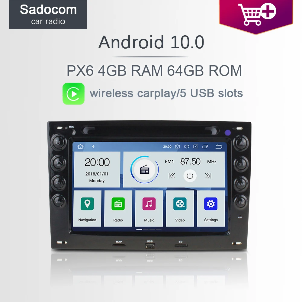 Автомобильный DVD-плеер PX6 1 din Android 10 0 6 ядер 4 Гб ОЗУ + 64 ПЗУ навигация RDS Авторадио