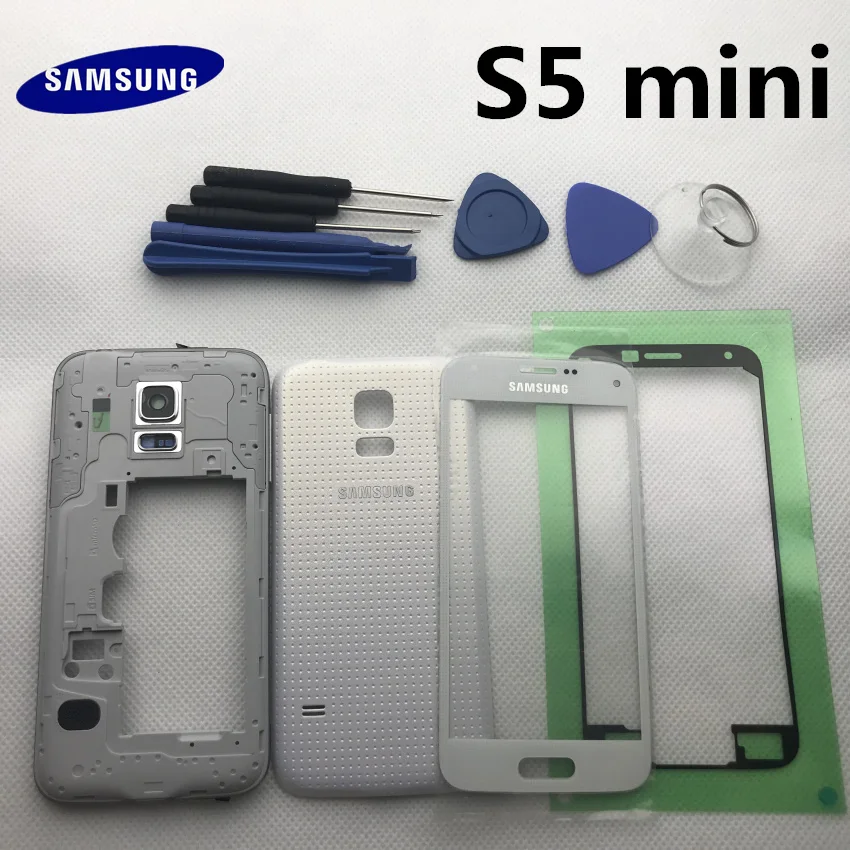 Чехол для samsung s5mini со средней рамкой для samsung Galaxy S5 mini G800F, чехол для задней панели, переднее стекло, клей и инструмент