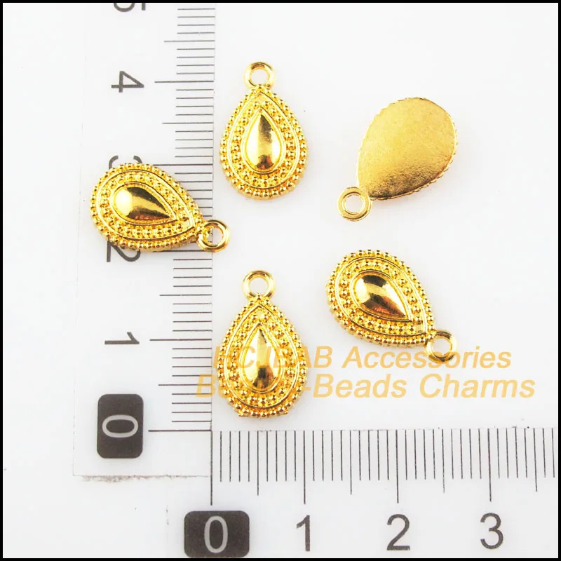 Модные подвески 25 шт. золотого цвета сделай сам в форме капли воды с цветком 10x мм |