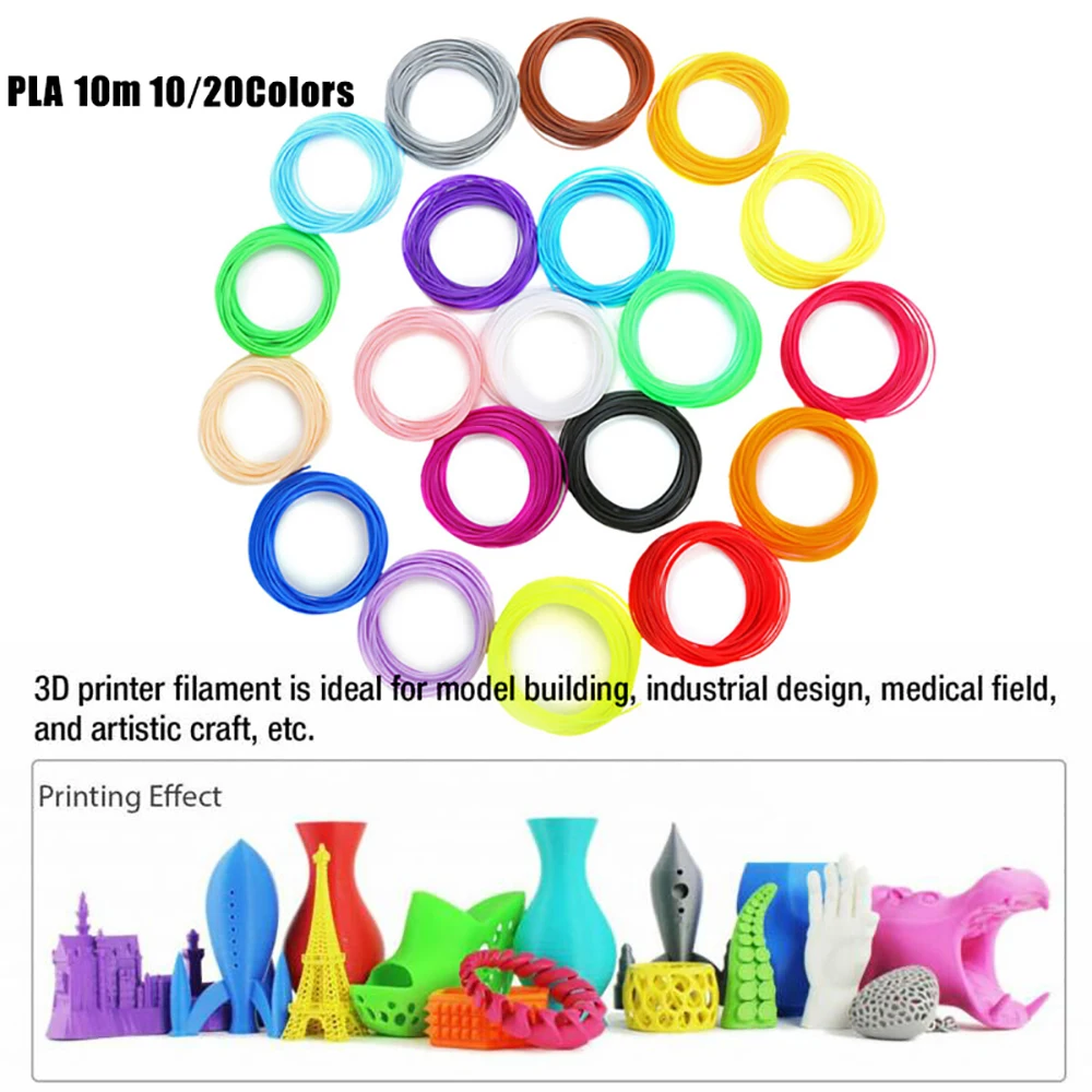 

PLA Filament 1.75mm Diameter 10/20 Colors Supplies Non Toxic 10m/color