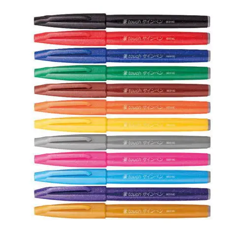 Новинка Pentel Fude Touch Sign Pen Fine 12 цветов Set Япония Импорт| |