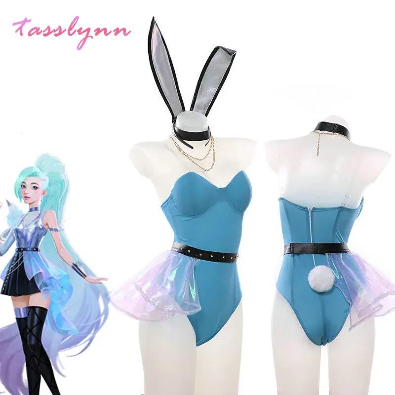 

Rabbit Seraphine Cosplay Bunny Girl Sexy Costumes Game LOL KDA Anime Figure Cosplay Costume Catsuit Party Halloween Girls Dress