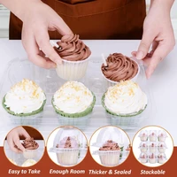wholesales 6 hole12 hole cupcake container eco friendly good seal performance pet cupcake holder box for home