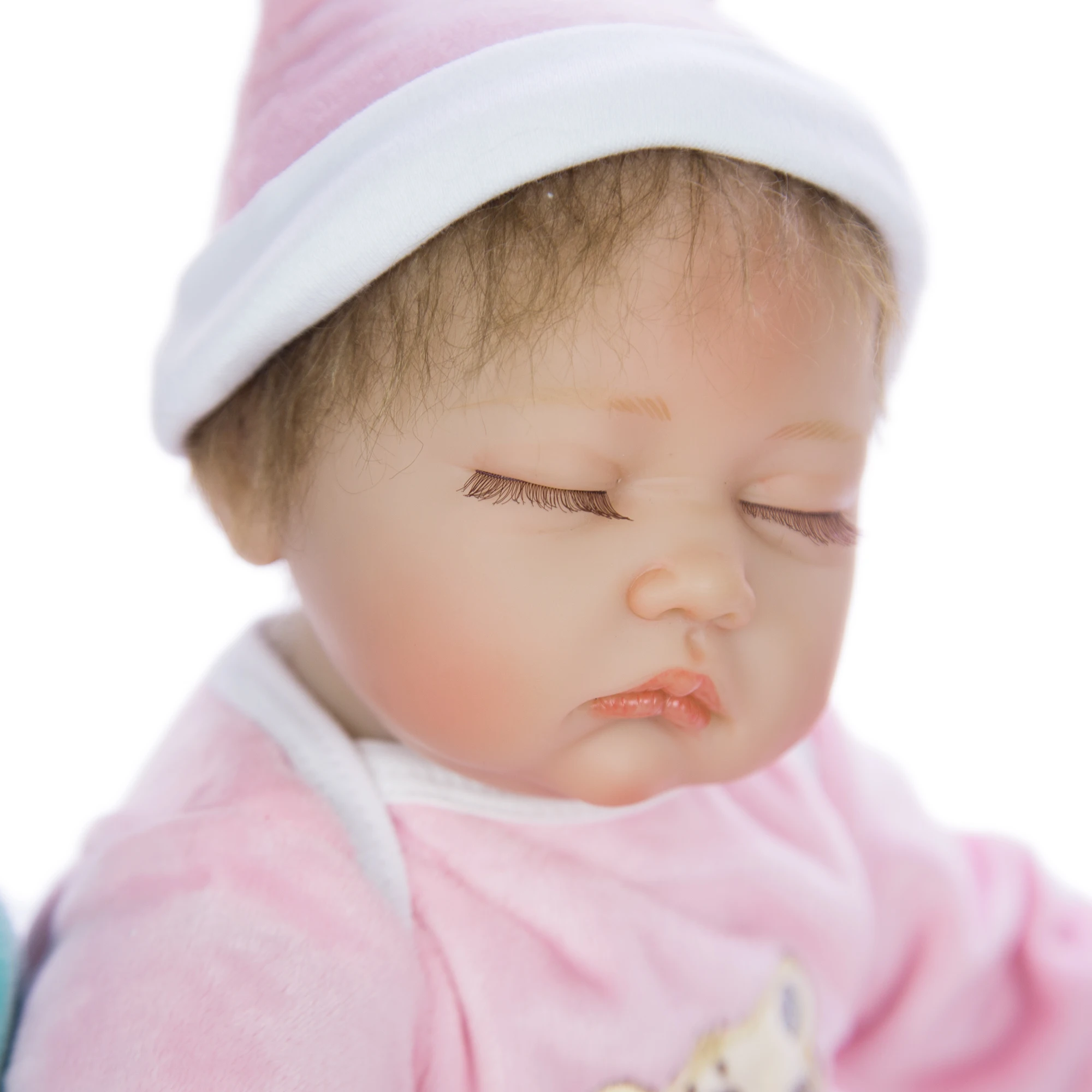 

KEIUMI As Sleeping 17'' Soft Silicone Reborn Boneca Menina Close eyes Princess Reborn Baby Dolls Toy For Kids Bedtime Playtmate