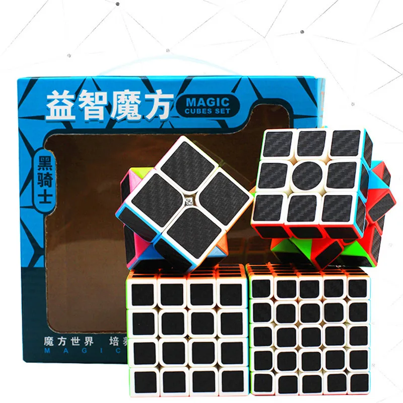 Zcube углеродное волокно черный рыцарь набор Подарочная коробка 2x2 3x3 4x4 5x5 Пирамида