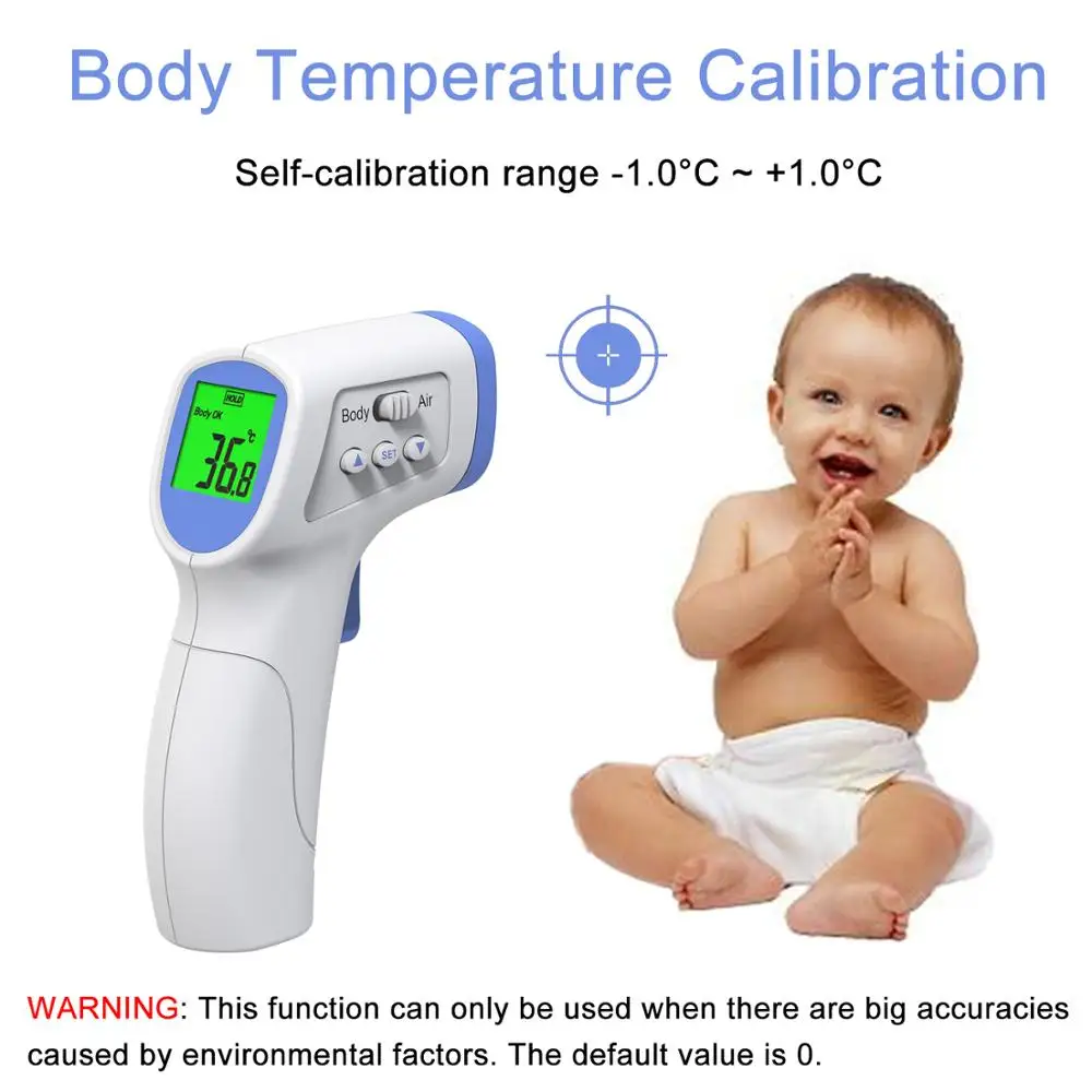 Цифровой инфракрасный термометр для лба Бесконтактный тела сигнализация IR Termometro