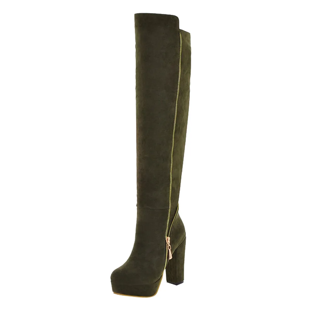Side Zipper Winter Boots Women Fashion Round-Head Thick High-Grade Wear-Resistant Anti-Slip Over-Knee Boots zapatos de mujer