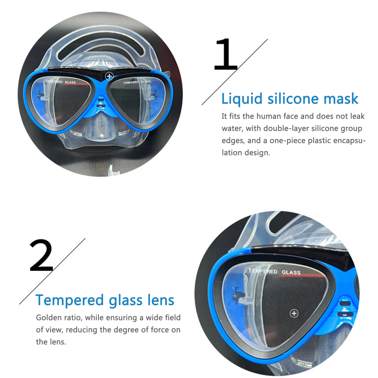 

Snorkel Goggles Set Silicone Four-Lens Panoramic Scuba Diving Mask Dry Snorkel For Children Anti Fog Swimming Snorkel Goggles